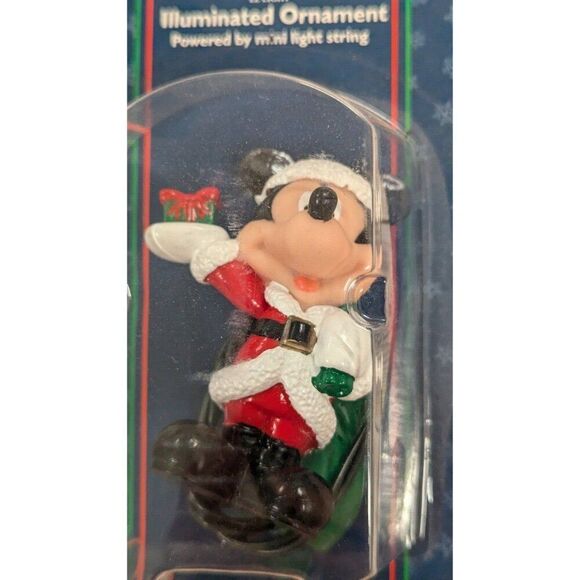 Mickey Mouse Illuminated Ornament 1998 Santa's Best EZ Light Set of 2 Christmas - Picture 7 of 9